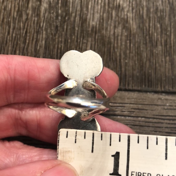 Vintage Marquise Shaped Turquoise Sterling Silver Ring Approx Size 9 - Picture 10 of 17